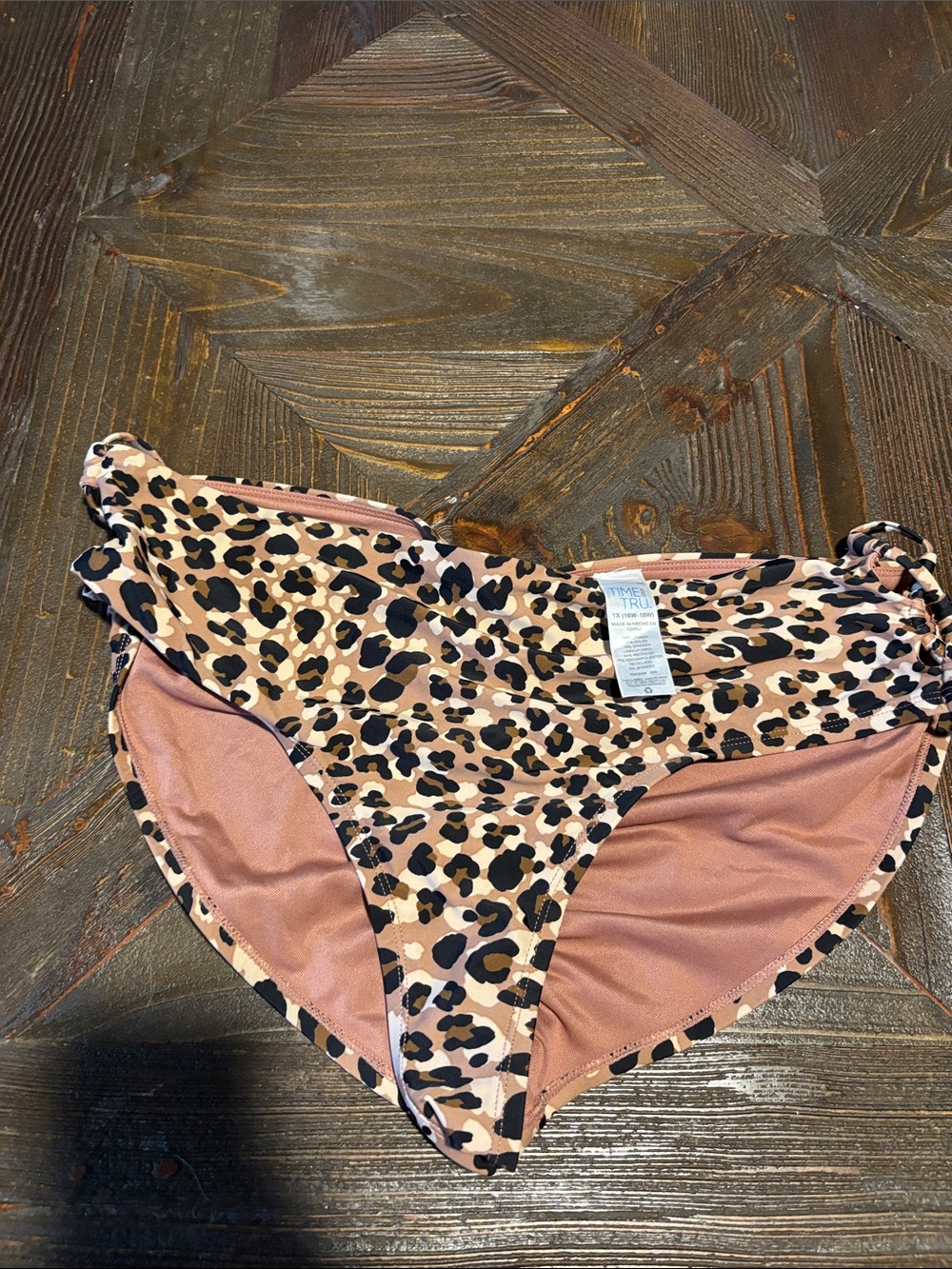 Time and Tru Leopard Print Bikini Bottoms in Tan and Black